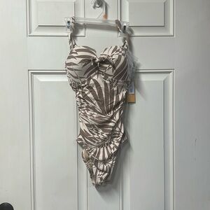 New with tag, XS one piece bathing suit tan and cream